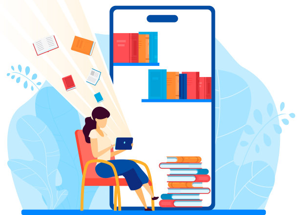 在线图书馆在智能手机阅读书籍图片下载