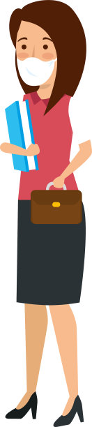 商业女性与口罩隔离图标图片下载