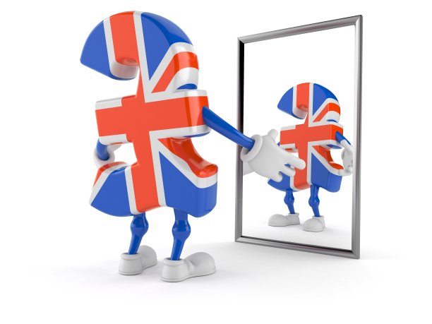 英镑货币字符看着镜子图片下载