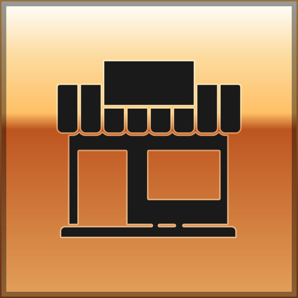 黑色的购物大楼或市场商店图标图片下载