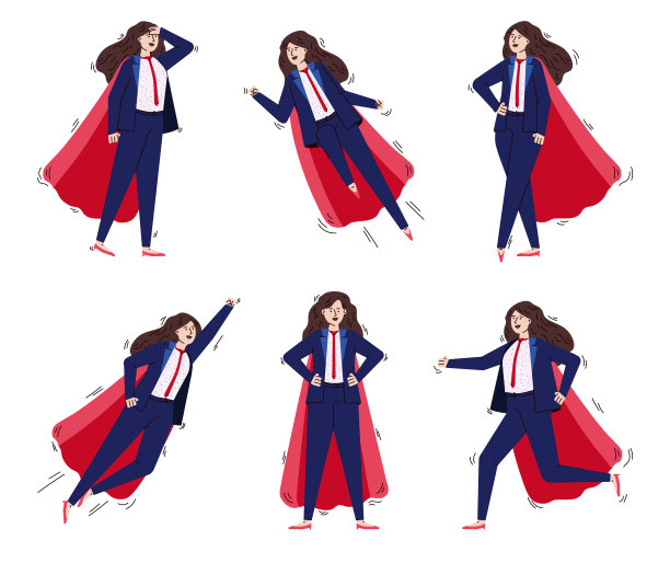 让商业女性穿上超级英雄的斗篷和套装图片下载