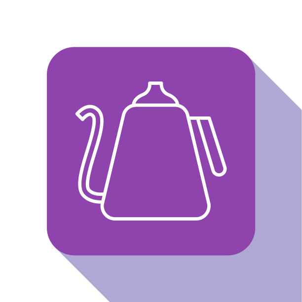 白色线水壶与手柄图标隔离图片下载