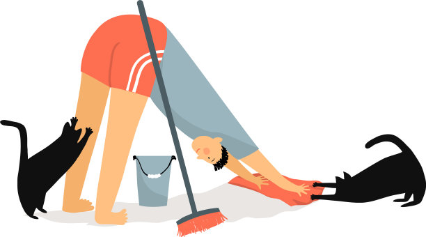 有趣的人物做瑜伽健身和清洁图片下载