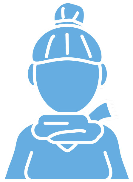 年轻女子与围巾线风格的图标图片下载