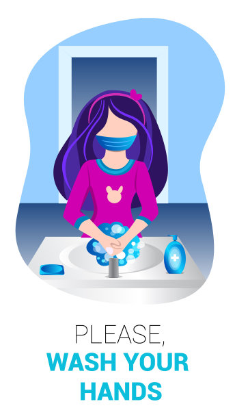 一个戴口罩的女孩把双手弄平图片下载