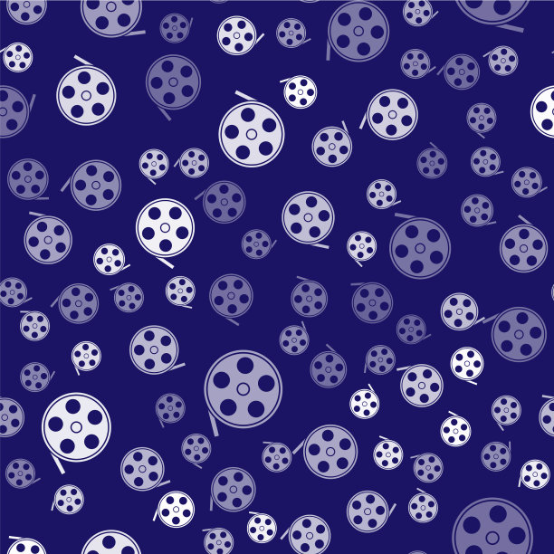 白色胶片卷轴上的图标隔离无缝图案图片下载