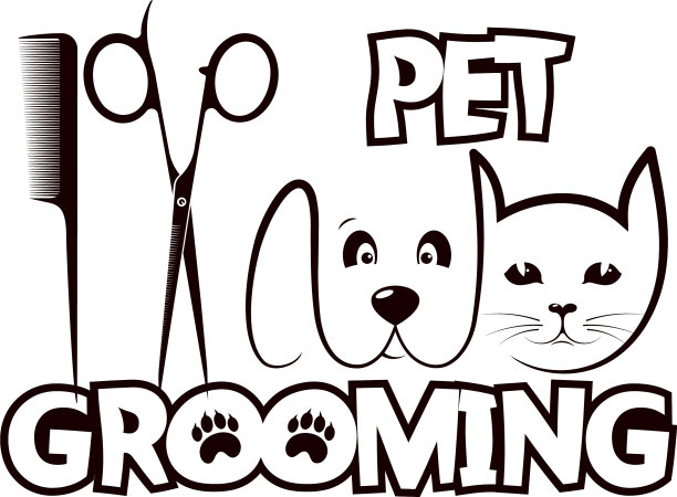 剪发、清洗和照顾动物剪影图片下载