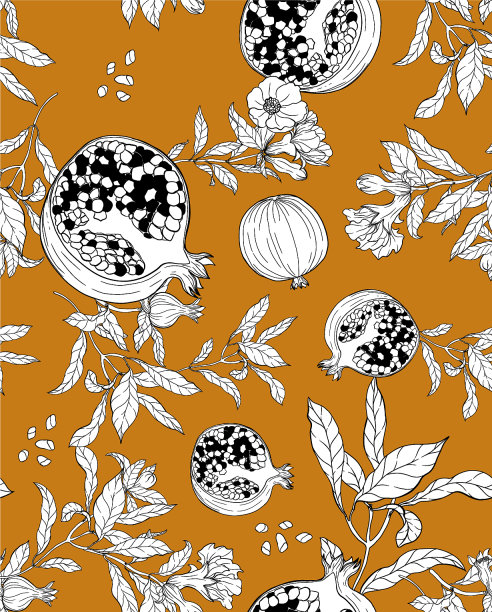 无缝图案与石榴果实图片下载