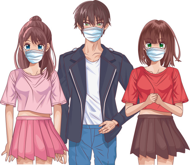 年轻人用面具扮演动漫人物图片下载