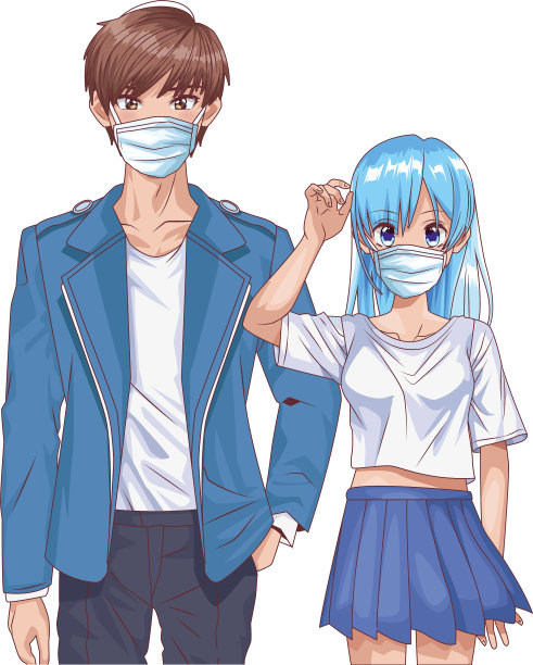 一对年轻夫妇用面具扮演动漫人物图片下载