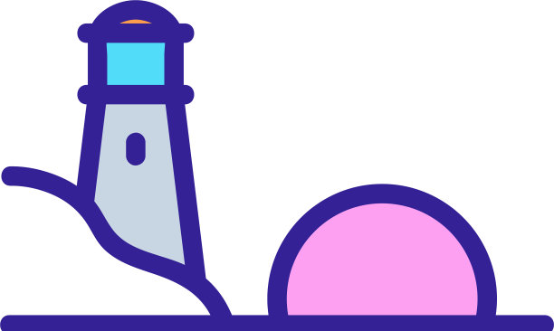 日落海上灯塔图标轮廓图片下载