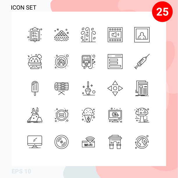 25个创意图标的现代符号和符号图片下载