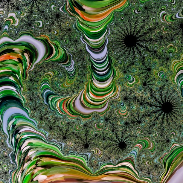 绿色数学分形图案装饰设计模板图片下载