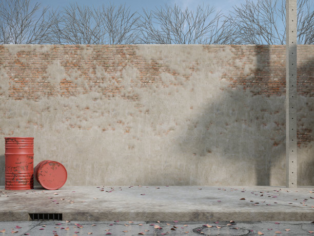 空旧墙与裂缝3d渲染图片下载