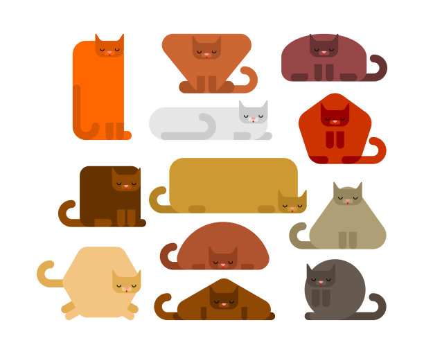 几何猫设置方形和圆形的猫图片下载