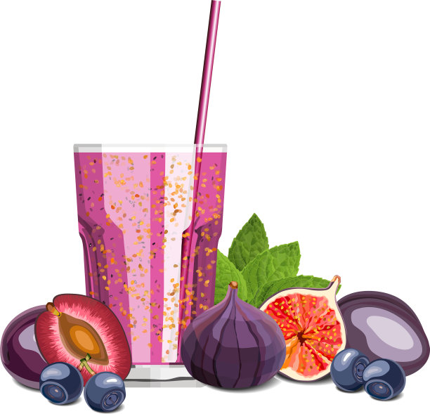 紫色混合冰沙在玻璃杯中与图片下载