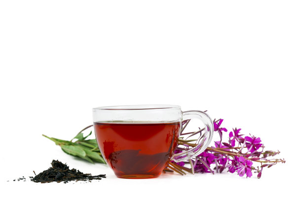 一杯茶，一堆干茶，一朵红花图片下载
