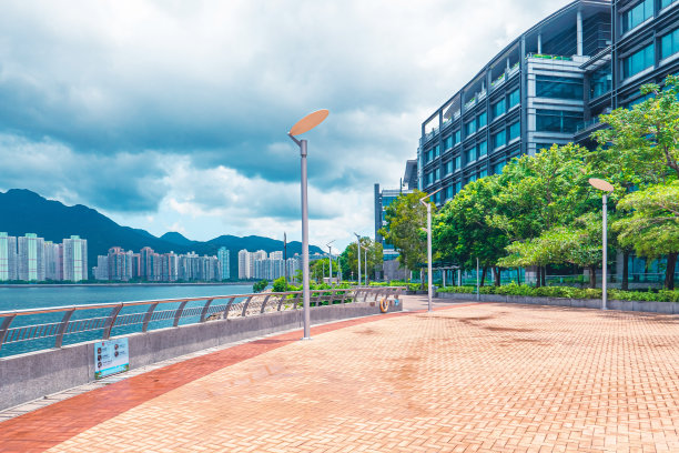 香港城市海滨长廊中的街道图片下载