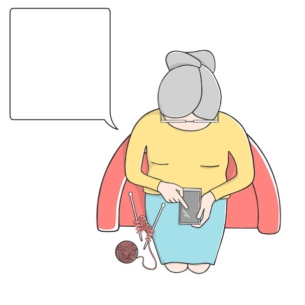 一位拿着智能手机的老妇人坐在图片下载