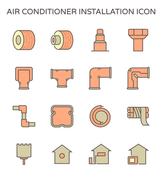 空调安装工具图标集图片下载