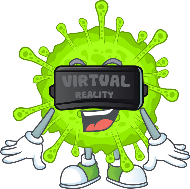 一个使用虚拟现实的正冠状病毒的图标图片下载