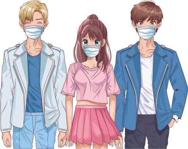 年轻人用面具扮演动漫人物图片下载