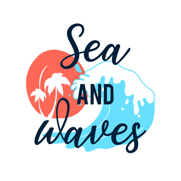 手画波浪和标语图片下载