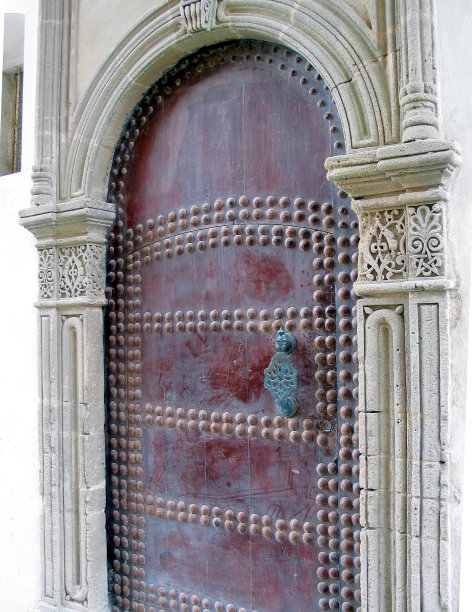 非洲-摩洛哥-丹吉尔-古代门的建筑细节图片下载