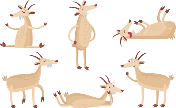 集孤立手绘可爱有趣的山羊动物图片下载