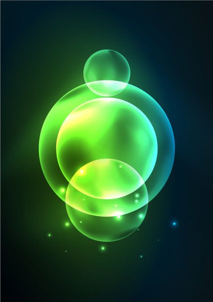 发光的霓虹灯，闪亮的透明气泡玻璃图片下载