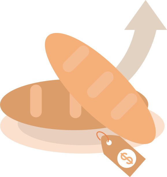 产品早餐面包标签上的钱箭头图片下载