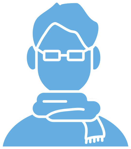 年轻人与围巾线风格的图标图片下载