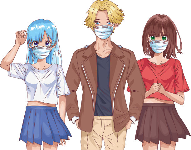 年轻人用面具扮演动漫人物图片下载