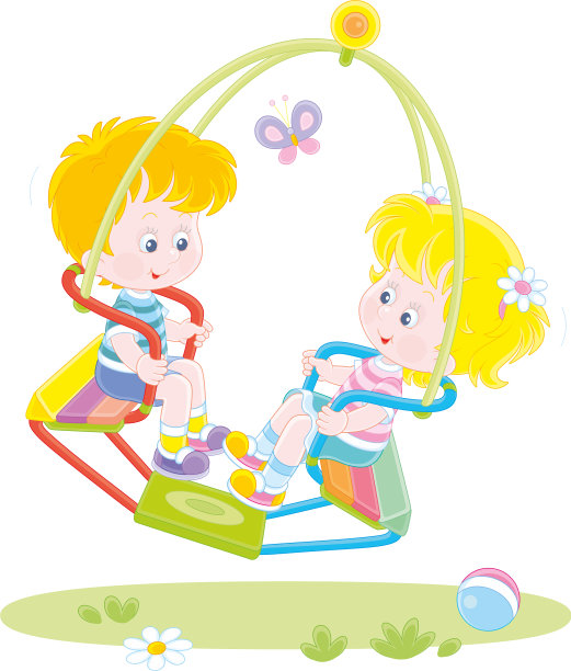 小孩子在操场上荡秋千图片下载