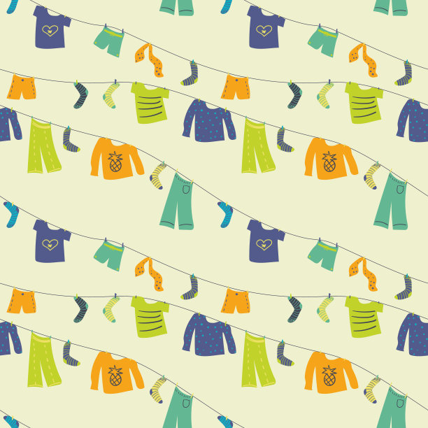 风干衣服无缝矢量图案图片下载