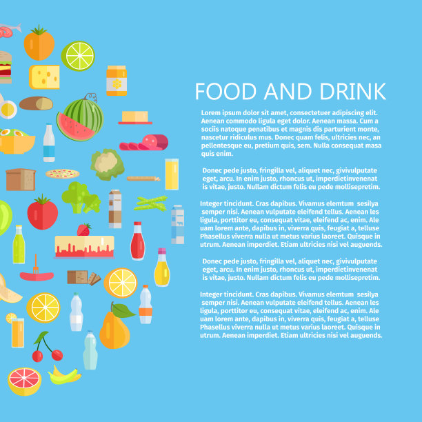 食品和饮料横幅与乳制品图片下载