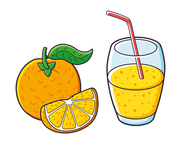 橙汁水果片和果汁杯图片下载