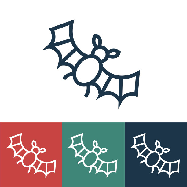 带有蝙蝠的线性矢量图标图片下载