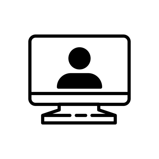 视频会议图标。电脑屏幕上的人。图片下载