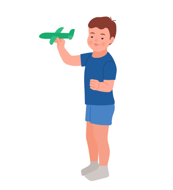 快乐的孩子发射纸飞机孤立在白色的背景。给小孩子的玩具。矢量平面插图图片下载