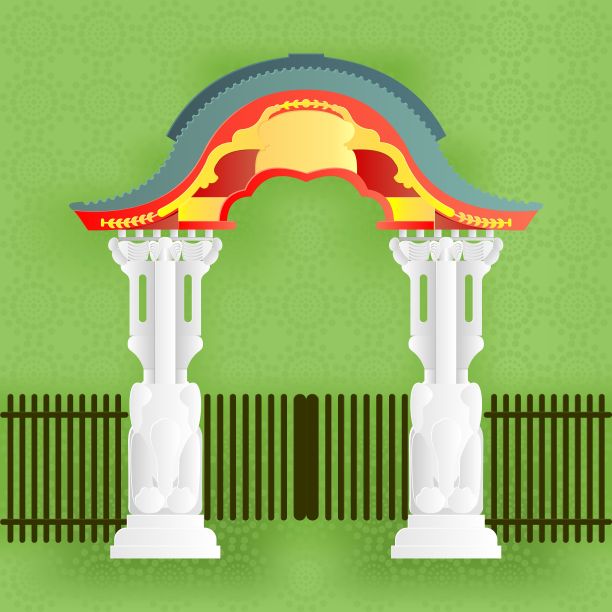 柏林动物园大门。矢量彩色插图剪纸风格。图片下载