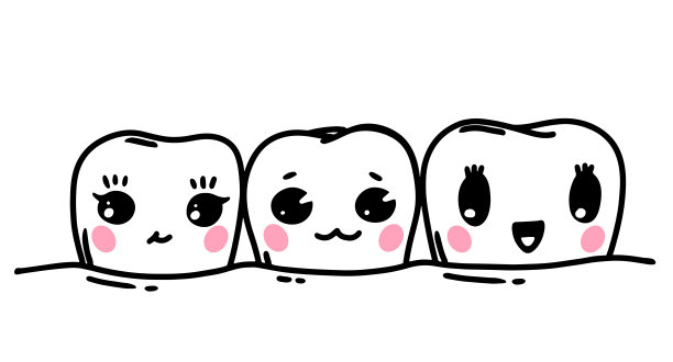 牙齿可爱的人物。牙科和口腔保健媒介说明图片下载