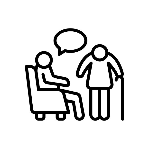 老人说话的图标。简单的线条，轮廓向量元素的养老院图标用户界面和用户体验，网站或手机应用图片下载