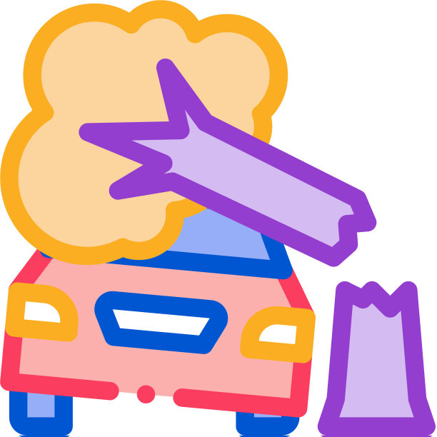 汽车撞到树的图标轮廓图片下载