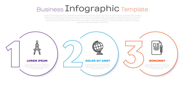划线、画圆规、地球仪、考卷、铅笔和橡皮擦。业务信息模板。向量图片下载