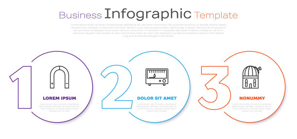 设磁体、电测量仪器及天文台。业务信息模板。向量图片下载