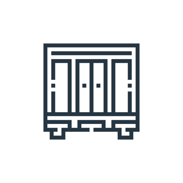 壁橱向量图标孤立的白色背景。轮廓，细线壁橱图标，用于网站设计和移动，应用程序开发。细线壁橱轮廓图标矢量插图。图片下载