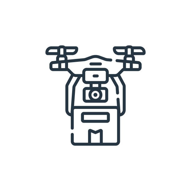 无人机交付矢量图标孤立在白色背景。轮廓，细线无人机交付图标，用于网站设计和移动，应用程序开发。细线无人机交付轮廓图标矢量。图片下载