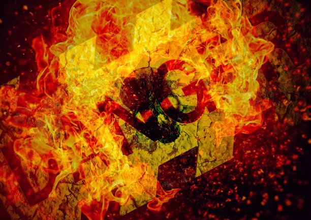 火焰危险标志的3D插图图片下载