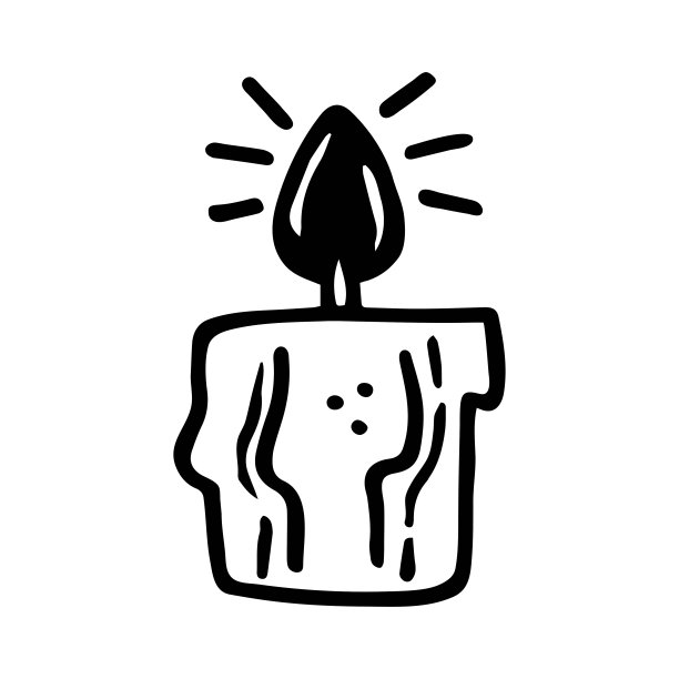 蜡烛用火。万圣节艺术，设计元素，图标，贴纸。节日墨水邮票，剪影。神秘的，超自然的，超自然的，神秘的。图片下载